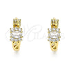 Oro Laminado Small Hoop, Gold Filled Style with White Cubic Zirconia and White Micro Pave, Polished, Golden Finish, 02.210.0498.12