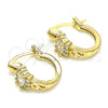 Oro Laminado Small Hoop, Gold Filled Style with White Cubic Zirconia and White Micro Pave, Polished, Golden Finish, 02.210.0498.12