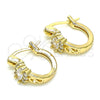 Oro Laminado Small Hoop, Gold Filled Style with White Cubic Zirconia and White Micro Pave, Polished, Golden Finish, 02.210.0498.12