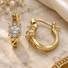 Oro Laminado Small Hoop, Gold Filled Style with White Cubic Zirconia and White Micro Pave, Polished, Golden Finish, 02.210.0498.12