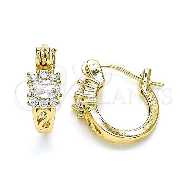 Gold Filled Hoop Earrings — Small Hoop with White Cubic Zirconia and White — main product view — SKU 142899 | Oro Laminado aretes de aro — Small Hoop with blanco Cubic Zirconia and blanco — SKU 142899