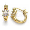 Oro Laminado Small Hoop, Gold Filled Style with White Cubic Zirconia and White Micro Pave, Polished, Golden Finish, 02.210.0498.12