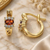 Oro Laminado Small Hoop, Gold Filled Style with Garnet Cubic Zirconia and White Micro Pave, Polished, Golden Finish, 02.210.0498.1.12