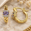 Oro Laminado Small Hoop, Gold Filled Style with Amethyst Cubic Zirconia and White Micro Pave, Polished, Golden Finish, 02.210.0498.3.12