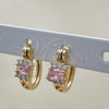 Oro Laminado Small Hoop, Gold Filled Style with Pink Cubic Zirconia and White Micro Pave, Polished, Golden Finish, 02.210.0498.4.12
