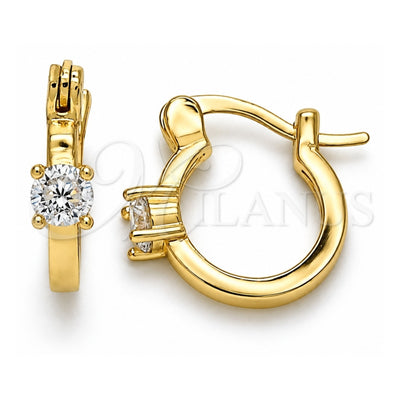 Oro Laminado Small Hoop, Gold Filled Style with White Cubic Zirconia, Polished, Golden Finish, 02.210.0499.12