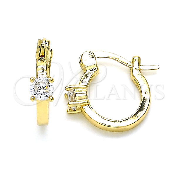 Gold Filled Hoop Earrings — Small Hoop with White Cubic Zirconia Polished 02. — main product view — SKU 142905 | Oro Laminado aretes de aro — Small Hoop with blanco Cubic Zirconia pulido 02. — SKU 142905