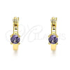 Oro Laminado Small Hoop, Gold Filled Style with Amethyst Cubic Zirconia, Polished, Golden Finish, 02.210.0499.3.12
