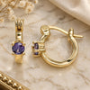 Oro Laminado Small Hoop, Gold Filled Style with Amethyst Cubic Zirconia, Polished, Golden Finish, 02.210.0499.3.12