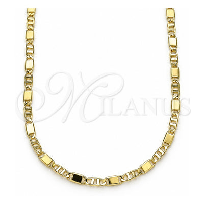 Oro Laminado Basic Necklace, Gold Filled Style Pave Mariner Design, Polished, Golden Finish, 04.213.0215.18 (02 MM Thickness, 18 Inches Length)