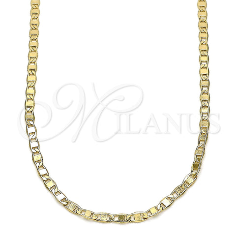 Oro Laminado Basic Necklace, Gold Filled Style Mariner Design, Polished, Golden Finish, 04.213.0217.18 (02 MM Thickness, 18 Inches Length)