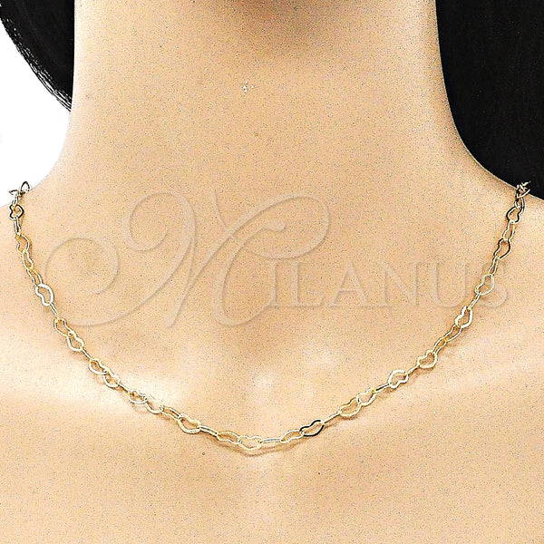 Gold Filled Necklace — Basic Necklace Rolo and Heart Design Polished 04. — alternate product view — SKU 142922 | Oro Laminado collar — básico Necklace Rolo and corazón diseño pulido 04. — SKU 142922