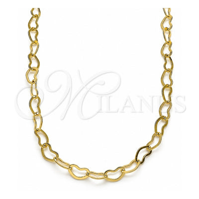 Oro Laminado Basic Necklace, Gold Filled Style Rolo and Heart Design, Polished, Golden Finish, 04.213.0224.18 (04 MM Thickness, 18 Inches Length)