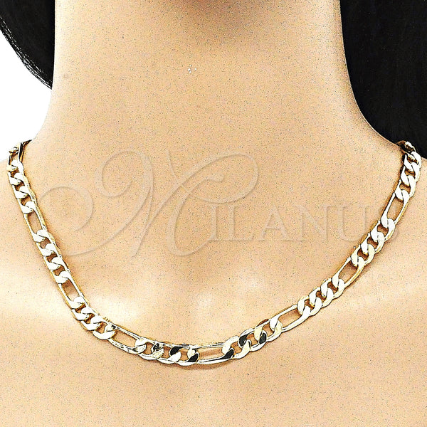 Gold Filled Necklace — Basic Necklace Figaro Design Polished 5. 07 MM — alternate product view — SKU 142923 | Oro Laminado collar — básico Necklace Figaro diseño pulido 5. 07 MM — SKU 142923