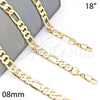 Oro Laminado Basic Necklace, Gold Filled Style Figaro Design, Polished, Golden Finish, 5.222.011.18 (07 MM Thickness, 18 Inches Length)