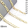 Oro Laminado Basic Necklace, Gold Filled Style Figaro Design, Polished, Golden Finish, 5.222.011.18 (07 MM Thickness, 18 Inches Length)