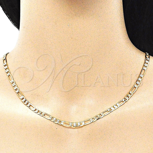 Gold Filled Necklace — Basic Necklace Figaro Design Polished 04. 04 MM — alternate product view — SKU 142927 | Oro Laminado collar — básico Necklace Figaro diseño pulido 04. 04 MM — SKU 142927