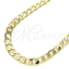 Oro Laminado Basic Necklace, Gold Filled Style Curb Design, Polished, Golden Finish, 5.222.001.18 (07 MM Thickness, 18 Inches Length)