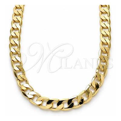 Oro Laminado Basic Necklace, Gold Filled Style Curb Design, Polished, Golden Finish, 5.222.001.18 (07 MM Thickness, 18 Inches Length)