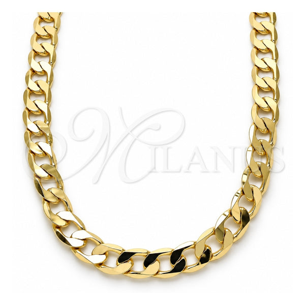 Oro Laminado Basic Necklace, Gold Filled Style Curb Design, Polished, Golden Finish, 5.222.001.18 (07 MM Thickness, 18 Inches Length)