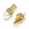 Oro Laminado Small Hoop, Gold Filled Style with Ivory Pearl and White Cubic Zirconia, Polished, Golden Finish, 02.210.0500.10