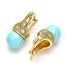 Oro Laminado Small Hoop, Gold Filled Style with Turquoise Pearl and White Cubic Zirconia, Polished, Golden Finish, 02.210.0500.2.10