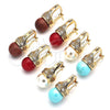 Oro Laminado Small Hoop, Gold Filled Style with Turquoise Pearl and White Cubic Zirconia, Polished, Golden Finish, 02.210.0500.2.10