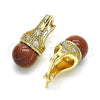 Oro Laminado Small Hoop, Gold Filled Style with Brown Goldstone Venturina and White Cubic Zirconia, Polished, Golden Finish, 02.210.0500.3.10