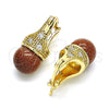 Oro Laminado Small Hoop, Gold Filled Style with Brown Goldstone Venturina and White Cubic Zirconia, Polished, Golden Finish, 02.210.0500.3.10