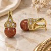 Oro Laminado Small Hoop, Gold Filled Style with Brown Goldstone Venturina and White Cubic Zirconia, Polished, Golden Finish, 02.210.0500.3.10