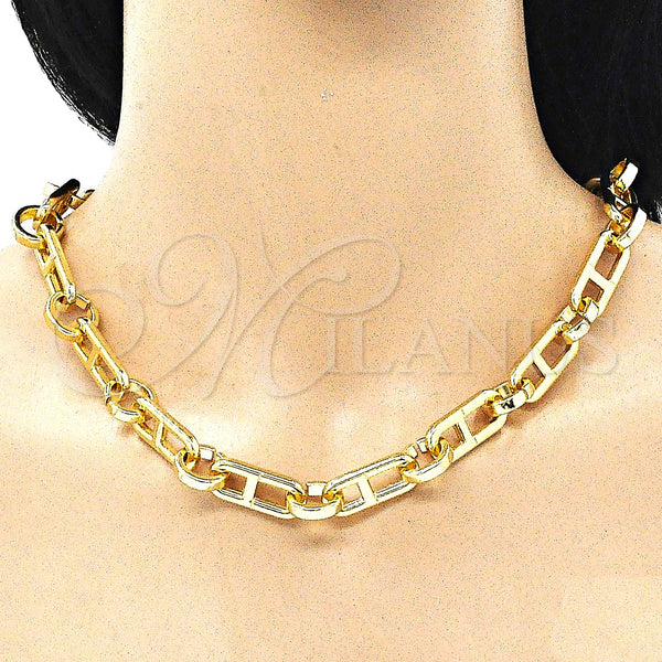 Gold Filled Necklace — Basic Necklace Puff Mariner Design Polished 04. 11 — alternate product view — SKU 142936 | Oro Laminado collar — básico Necklace Puff Mariner diseño pulido 04. 11 — SKU 142936