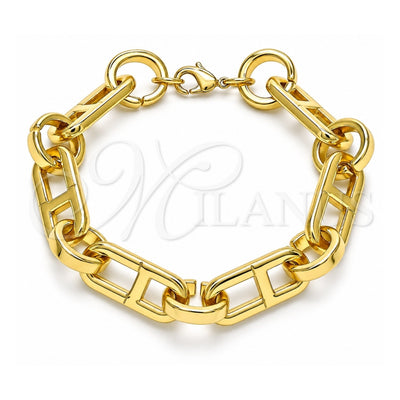 Oro Laminado Basic Bracelet, Gold Filled Style Puff Mariner Design, Polished, Golden Finish, 04.362.0039.08 (11 MM Thickness, 8 Inches Length)
