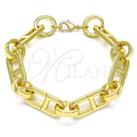Oro Laminado Basic Bracelet, Gold Filled Style Puff Mariner Design, Polished, Golden Finish, 04.362.0039.08 (11 MM Thickness, 8 Inches Length)