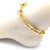 Oro Laminado Basic Anklet, Gold Filled Style Puff Mariner Design, Polished, Golden Finish, 04.362.0039.10 (11 MM Thickness, 10 Inches Length)