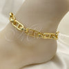 Oro Laminado Basic Anklet, Gold Filled Style Puff Mariner Design, Polished, Golden Finish, 04.362.0039.10 (11 MM Thickness, 10 Inches Length)