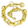 Oro Laminado Basic Anklet, Gold Filled Style Puff Mariner Design, Polished, Golden Finish, 04.362.0039.10 (11 MM Thickness, 10 Inches Length)