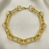 Oro Laminado Basic Anklet, Gold Filled Style Puff Mariner Design, Polished, Golden Finish, 04.362.0039.10 (11 MM Thickness, 10 Inches Length)