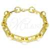 Oro Laminado Basic Anklet, Gold Filled Style Puff Mariner Design, Polished, Golden Finish, 04.362.0039.10 (11 MM Thickness, 10 Inches Length)