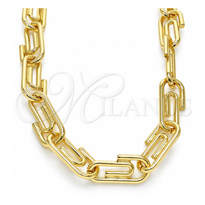 Oro Laminado Basic Necklace, Gold Filled Style Paperclip Design, Polished, Golden Finish, 04.362.0040.18 (12 MM Thickness, 18 Inches Length)