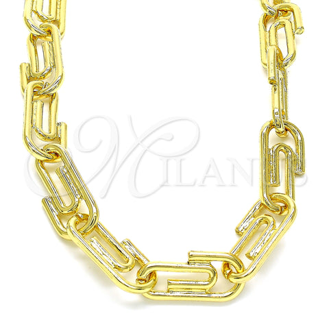 Oro Laminado Basic Necklace, Gold Filled Style Paperclip Design, Polished, Golden Finish, 04.362.0040.18 (12 MM Thickness, 18 Inches Length)