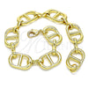 Oro Laminado Basic Bracelet, Gold Filled Style Puff Mariner Design, Polished, Golden Finish, 04.362.0042.08 (12 MM Thickness, 8 Inches Length)