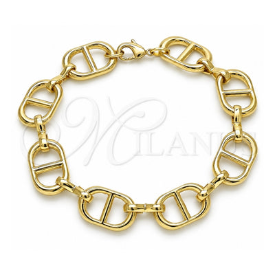 Oro Laminado Basic Bracelet, Gold Filled Style Puff Mariner Design, Polished, Golden Finish, 04.362.0042.08 (12 MM Thickness, 8 Inches Length)
