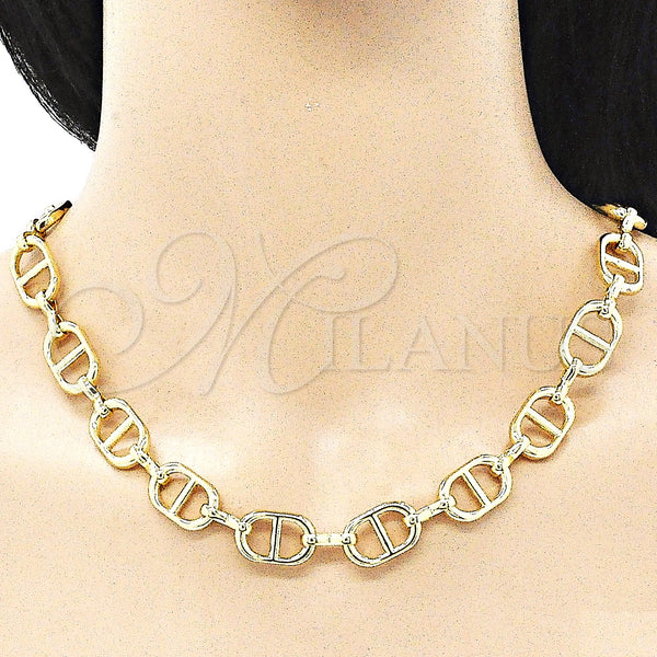 Gold Filled Necklace — Basic Necklace Puff Mariner Design Polished 04. 12 — alternate product view — SKU 142949 | Oro Laminado collar — básico Necklace Puff Mariner diseño pulido 04. 12 — SKU 142949