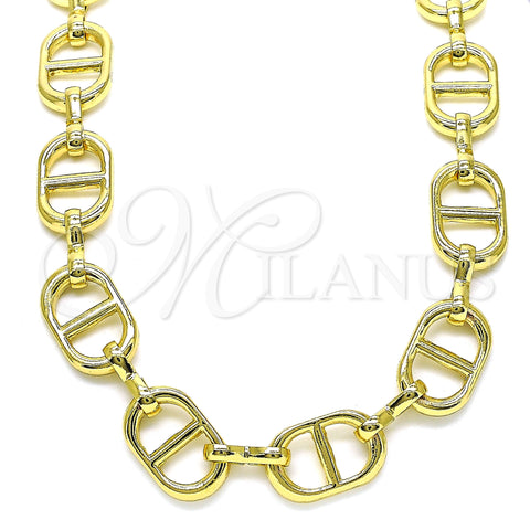 Oro Laminado Basic Necklace, Gold Filled Style Puff Mariner Design, Polished, Golden Finish, 04.362.0042.18 (12 MM Thickness, 18 Inches Length)