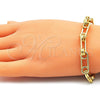 Oro Laminado Basic Bracelet, Gold Filled Style Paperclip Design, Polished, Golden Finish, 04.362.0043.08 (09 MM Thickness, 8 Inches Length)