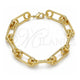Pulsera Básica 04.362.0043.08 Oro Laminado, Diseño de Paperclip, Pulido, Tono Dorado (Grosor 09 MM, 8 Pulgadas de Largo)