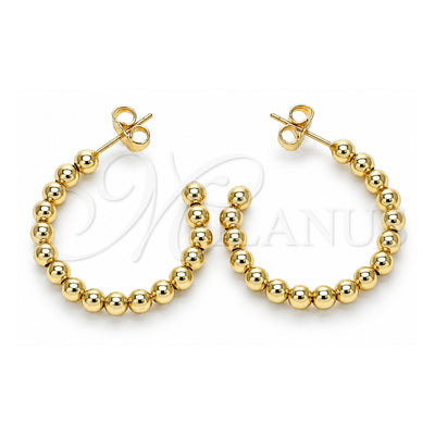 Oro Laminado Stud Earring, Gold Filled Style Ball Design, Polished, Golden Finish, 02.385.0001.30