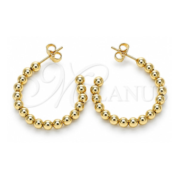 Oro Laminado Stud Earring, Gold Filled Style Ball Design, Polished, Golden Finish, 02.385.0001.30
