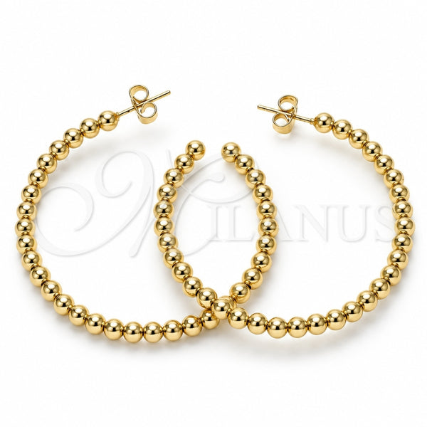 Oro Laminado Stud Earring, Gold Filled Style Ball Design, Polished, Golden Finish, 02.385.0001.50