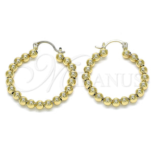 Gold Filled Hoop Earrings — Medium Hoop Ball Design Polished 02. — main product view — SKU 142956 | Oro Laminado aretes de aro — Medium Hoop Ball diseño pulido 02. — SKU 142956